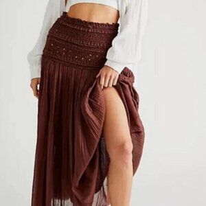 Free People FP One Ravenna Convertible Maxi Skirt Brown Dress S